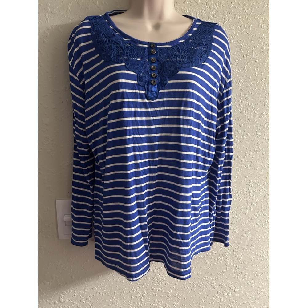 Large Esperanza Stripe Long Sleeve Top #52*8